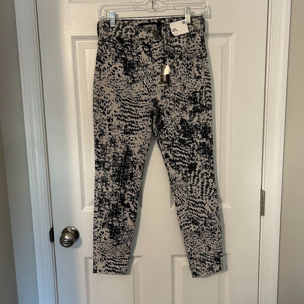Express Skinny High Rise Jeans NWT, SnakeSkin Print‎ 0 Short